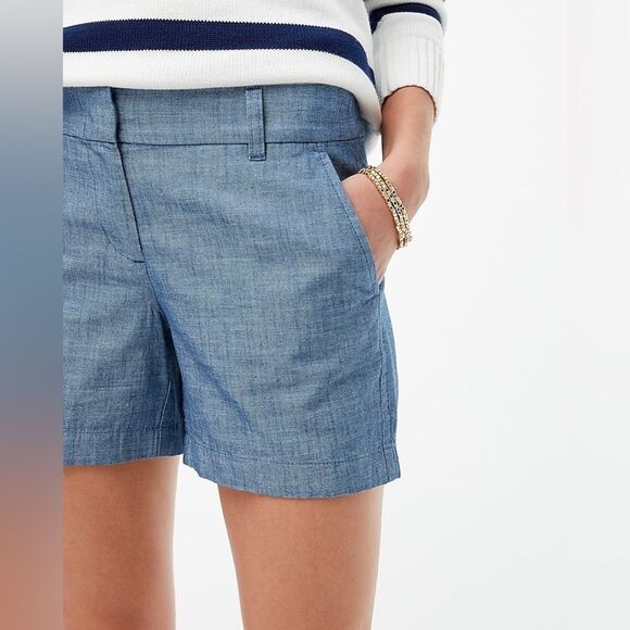 J.crew 5" classic chambray‎ short in Med Echo Blue Wash size 12 NWT in packaging - Picture 2 of 9